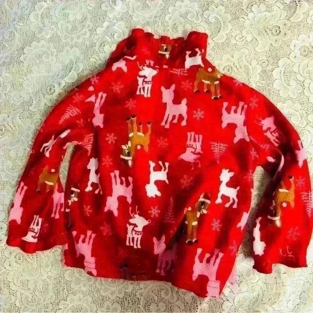 Rudolph the red nosed reindeer Clarice fleece pajamas. Christmas pajamas sz 12M - Picture 6 of 12